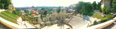 Plovdiv, The Antique Theatre (2nd century), panoramic view